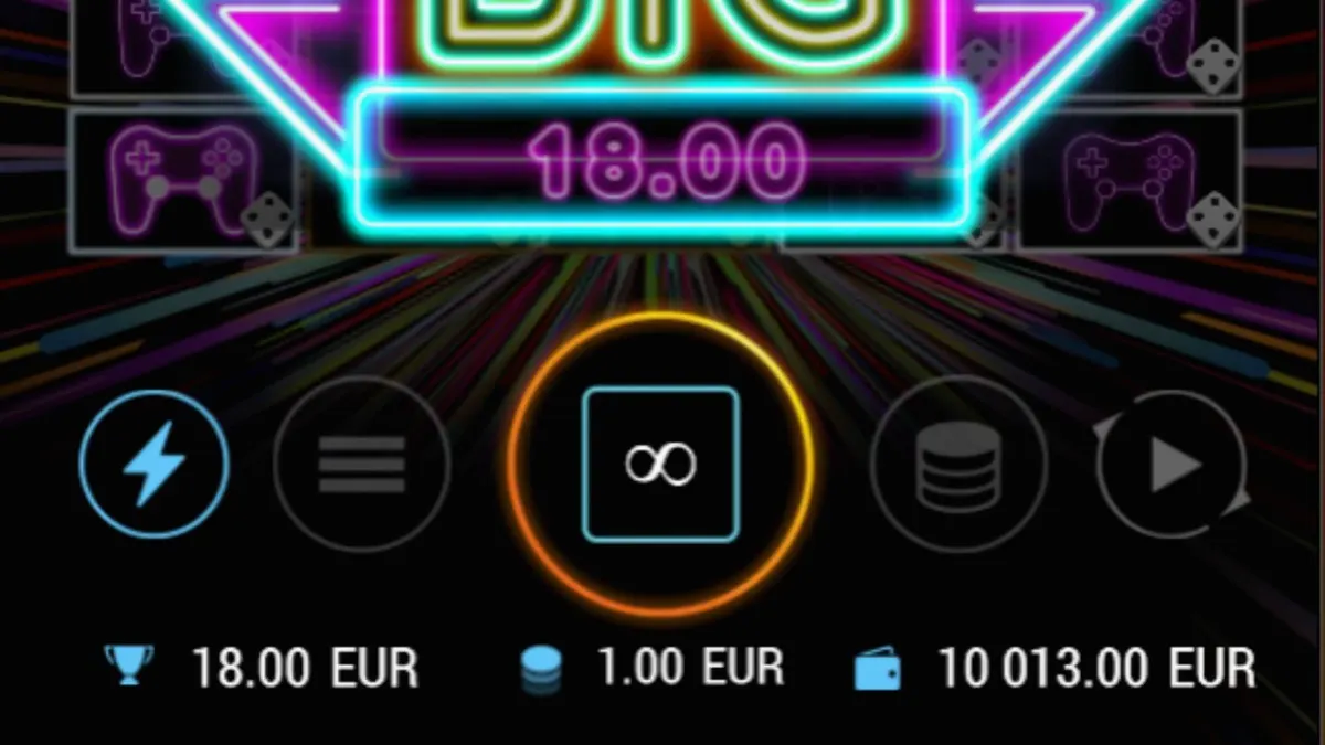 Tampilan visual neon yang memukau dari slot Dopamine Rush Dice dengan elemen futuristik.